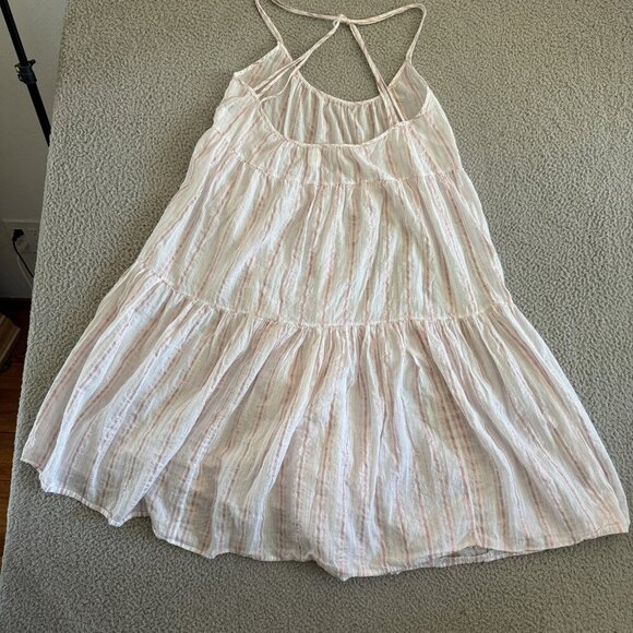 9seeds Dress White Pink Striped Tiered Flowy Sundress Beach - Picture 6 of 6